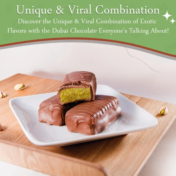 Dubai Chocolate Bar Pistachio Knafeh - Luxury Rich Milk Chocolate, Individually Wrapped Fresh, Premium Pistachio Cream Katafi Filling - Image 6