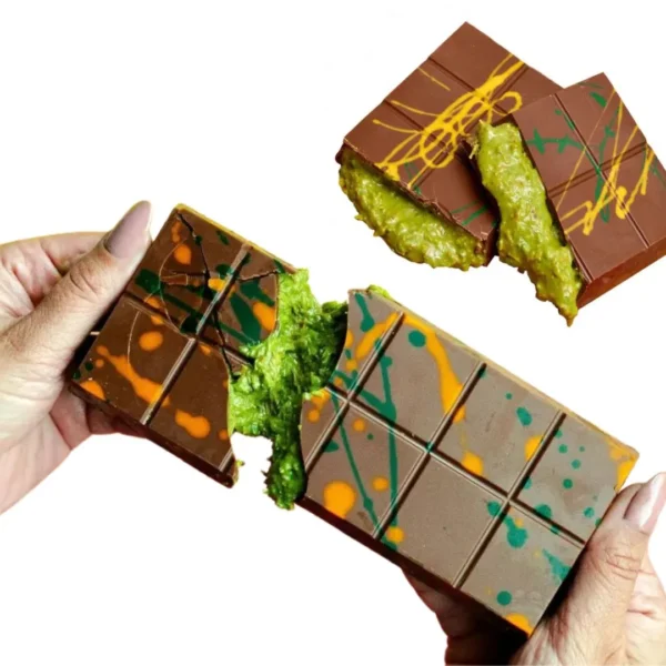 Dubai Chocolate Pistachio Knafeh Bar Original Size 8 oz | Luxury Milk Chocolate | Premium Pistachio Cream Filling | Individually Wrapped Gourmet Treats - Image 2